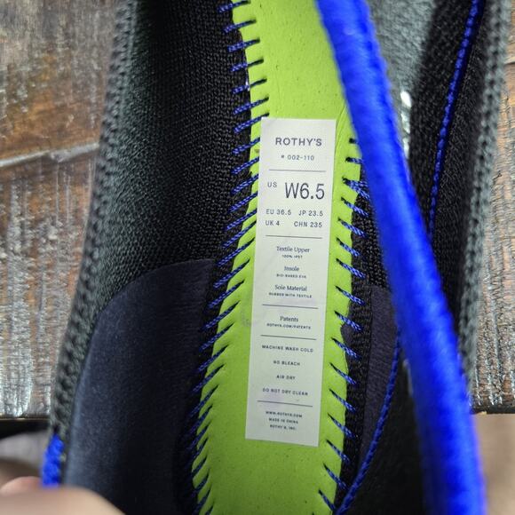 NEW Rothys The Point II Womens 6.5 Flats Slip On Ballet Shoes Black Blue - Picture 10 of 11